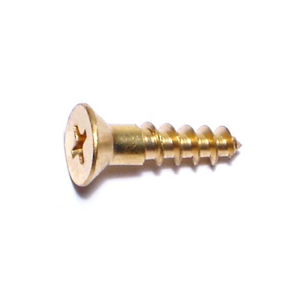 Midwest Fastener Wood Screw, #9, 3/4 in, Plain Brass Flat Head Phillips Drive, 100 PK 02871 - main